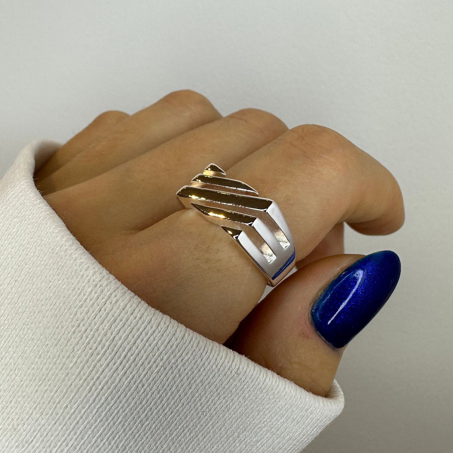 Chunky Geometric Silver Ring