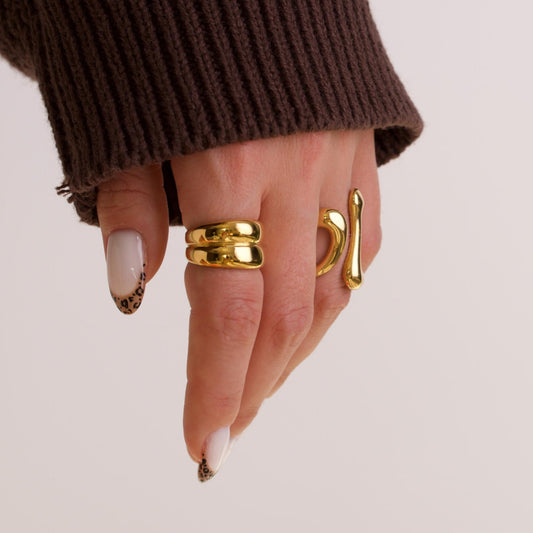 Chunky 18k Gold Liquid Metal Rings