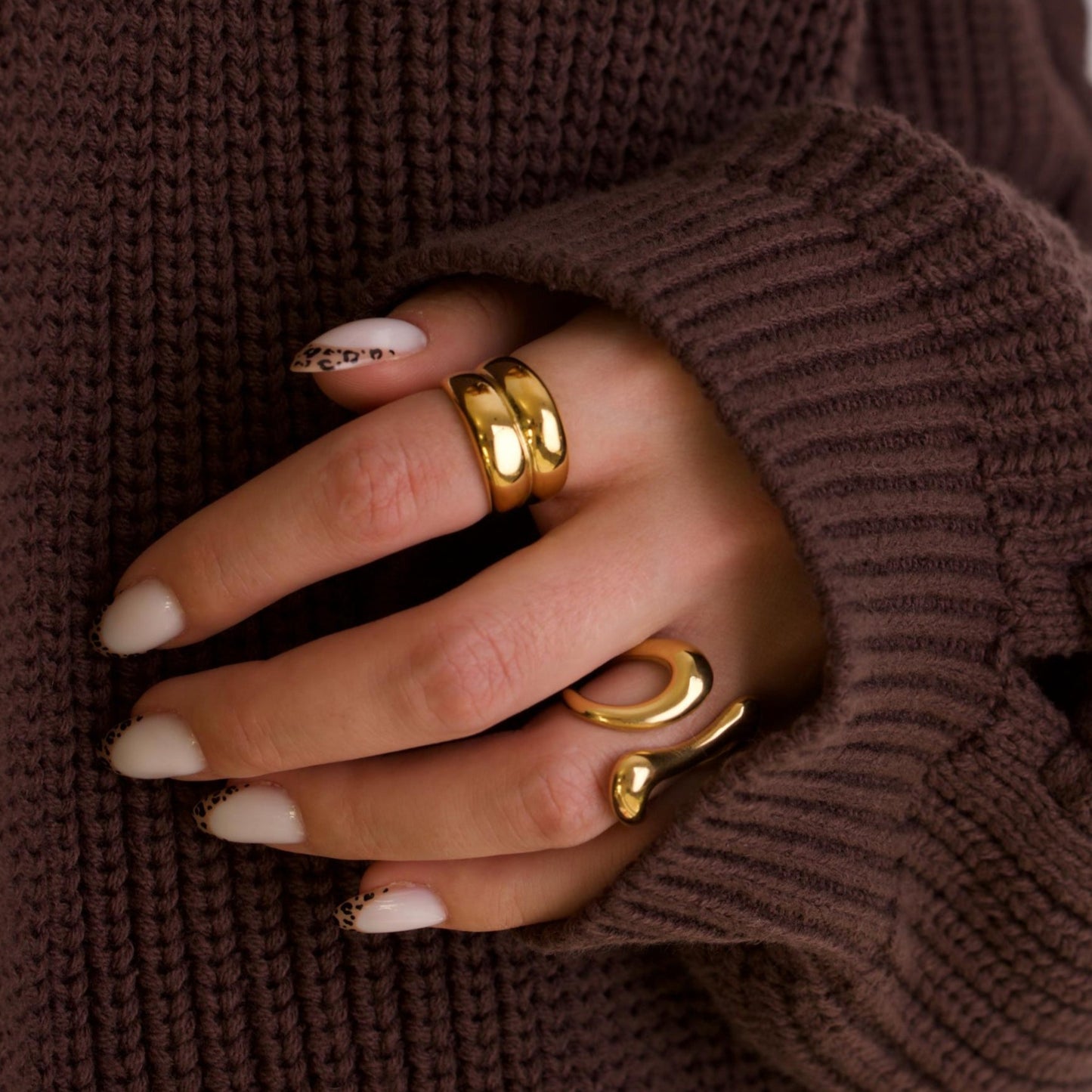 Chunky 18k Gold Liquid Metal Rings