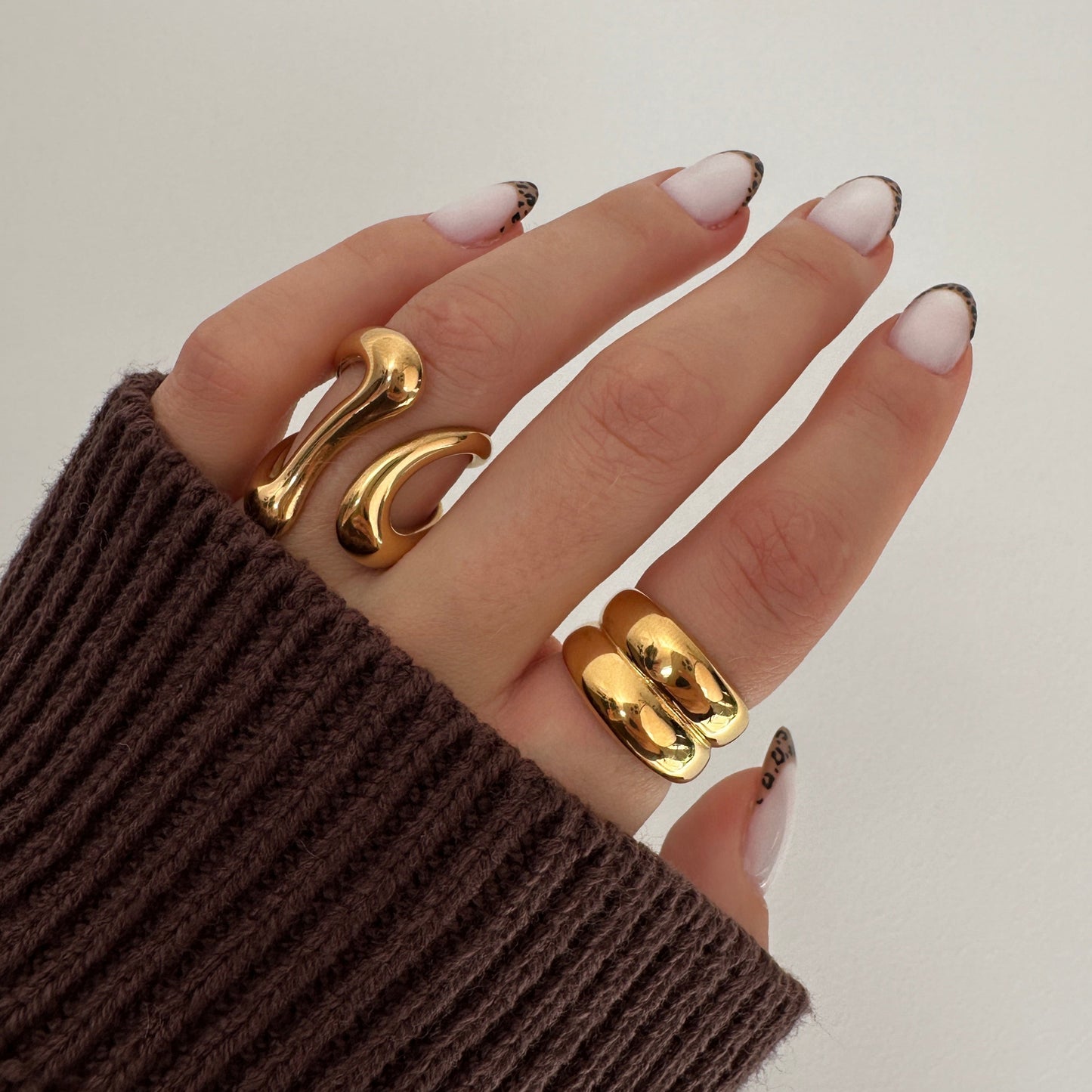 Chunky 18k Gold Liquid Metal Rings