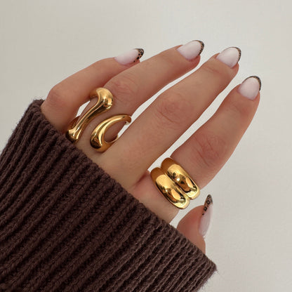 Chunky 18k Gold Liquid Metal Rings