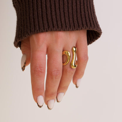 Chunky 18k Gold Liquid Metal Rings