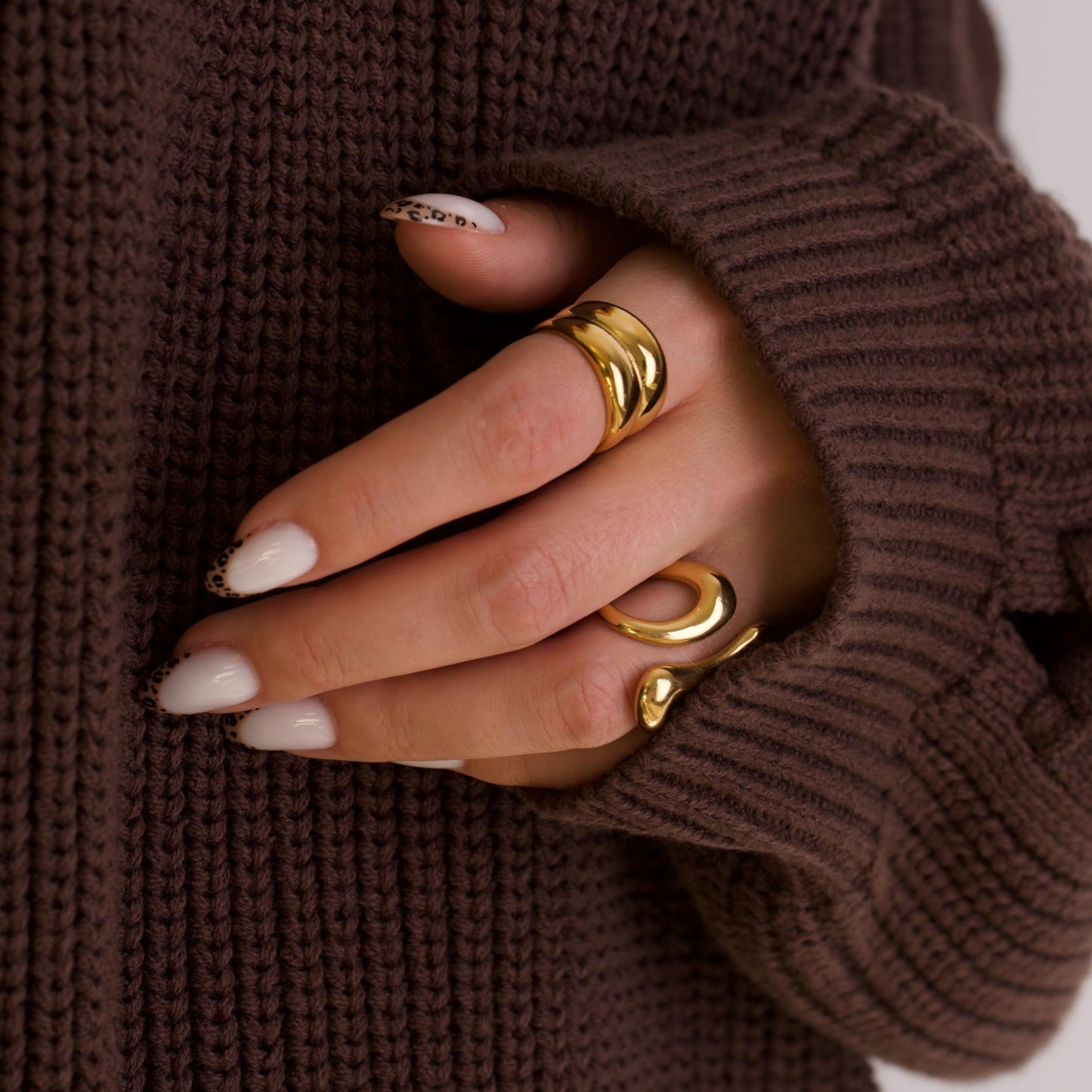 Chunky 18k Gold Liquid Metal Rings