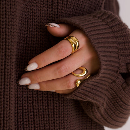 Chunky 18k Gold Liquid Metal Rings