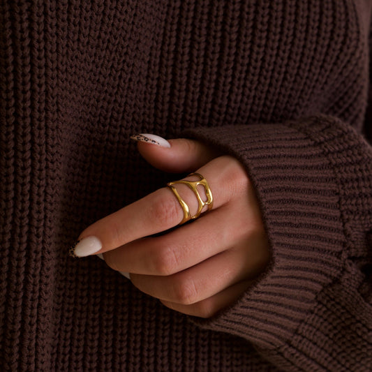 Geometric Chunky 18k Ring
