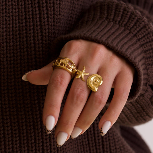 Gold Star Signet Rings