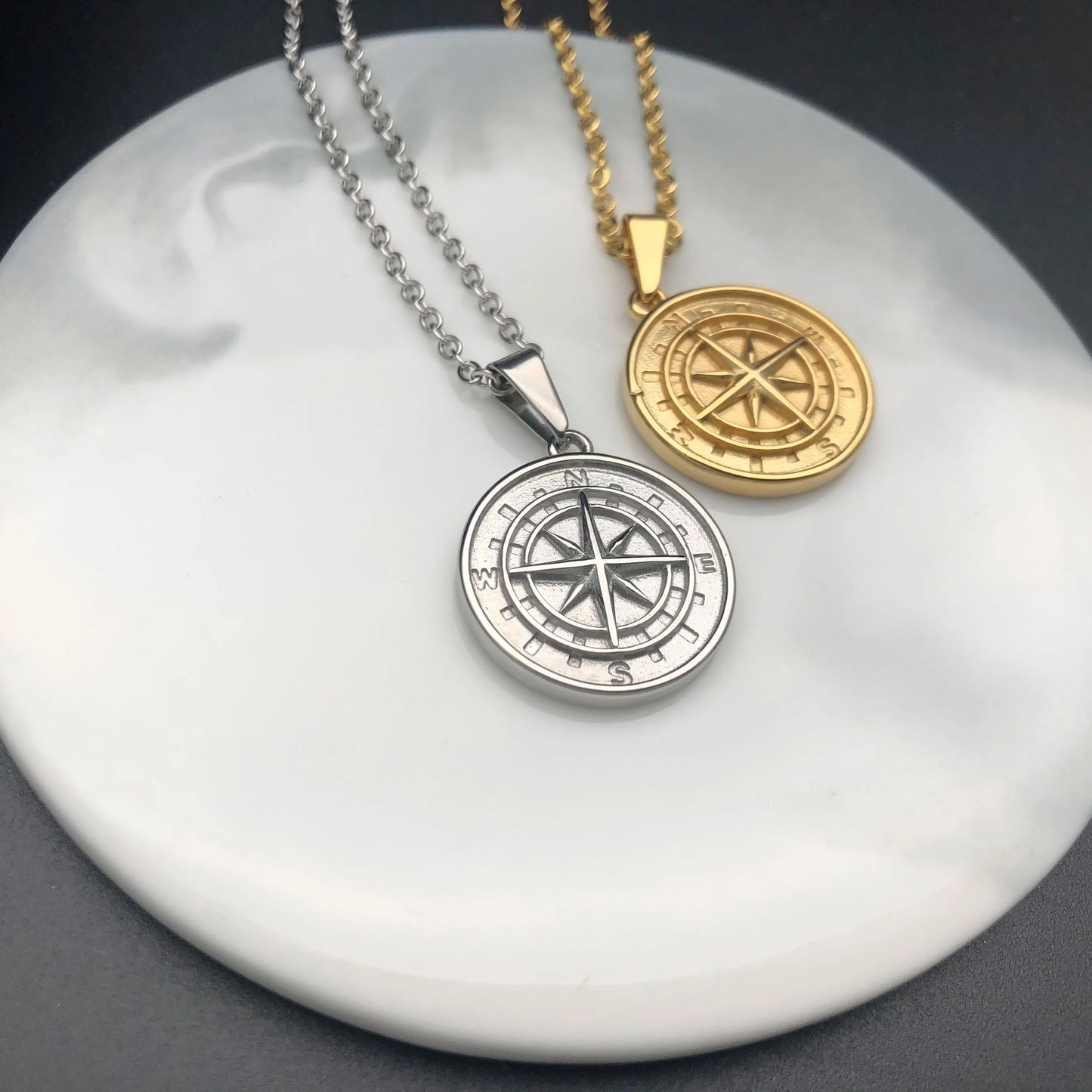 No Fear Mens Compass Pendant