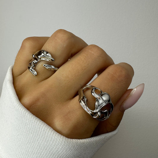 Chunky Irregular Silver Ring 