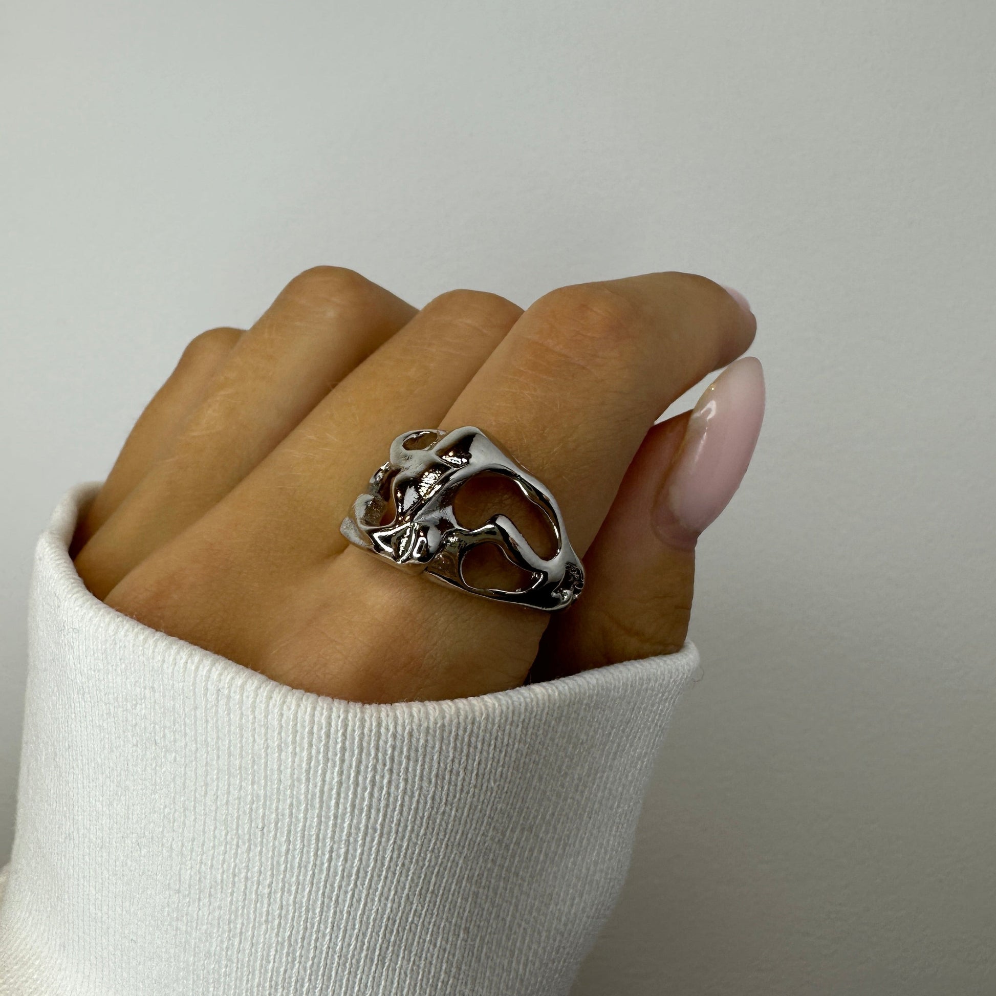 Chunky Irregular Silver Ring 