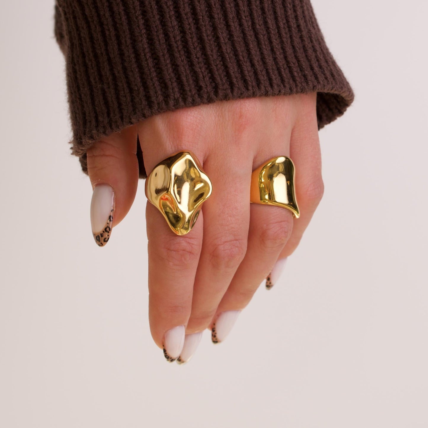 Thick Molten Metal 18k Gold Rings