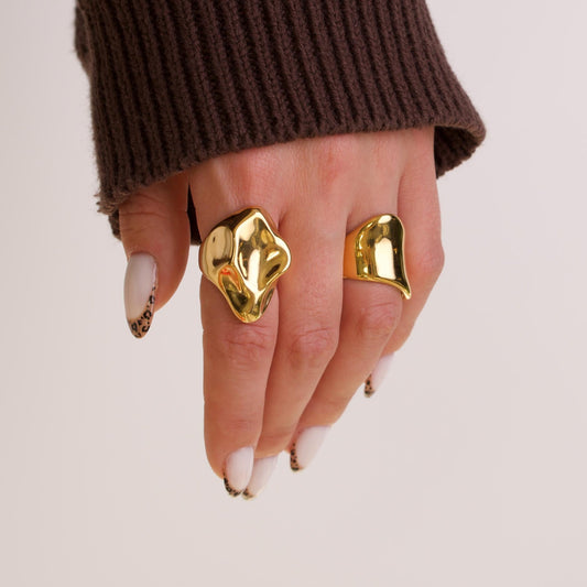 Thick Molten Metal 18k Gold Rings