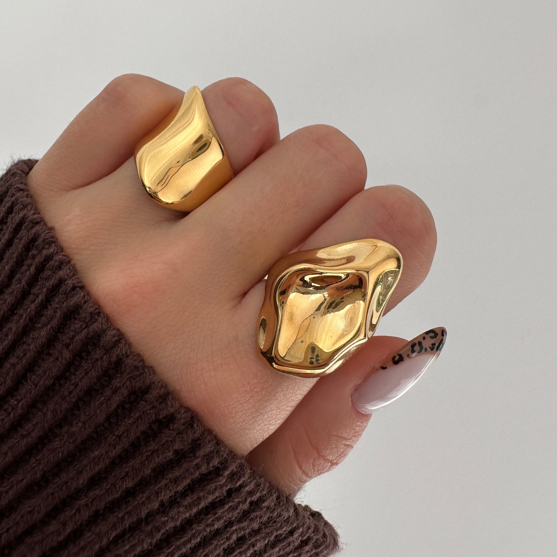 Thick Molten Metal 18k Gold Rings