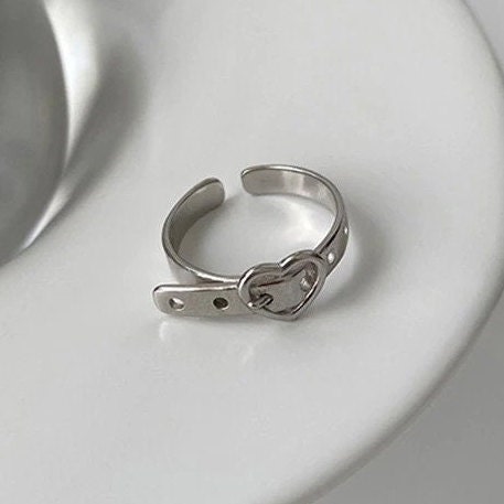 Silver Heart Ring Set