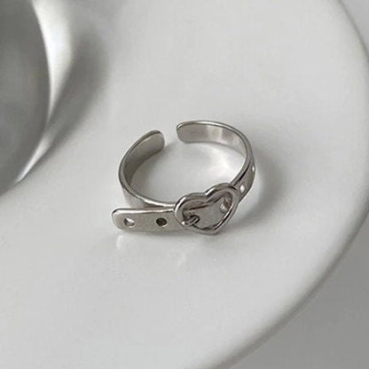 Silver Heart Ring Set