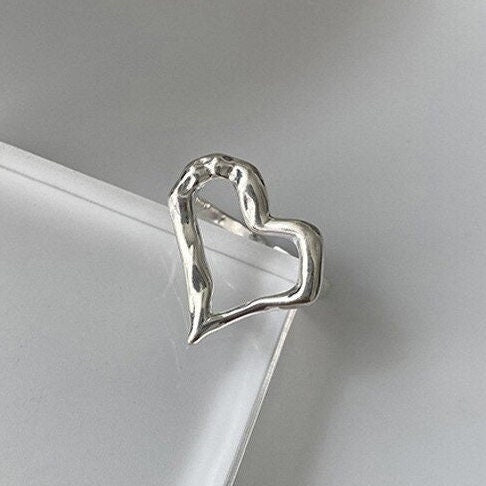 Silver Heart Ring Set
