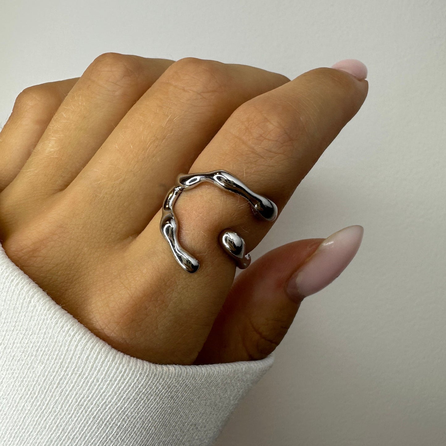 Eva Open Silver Ring