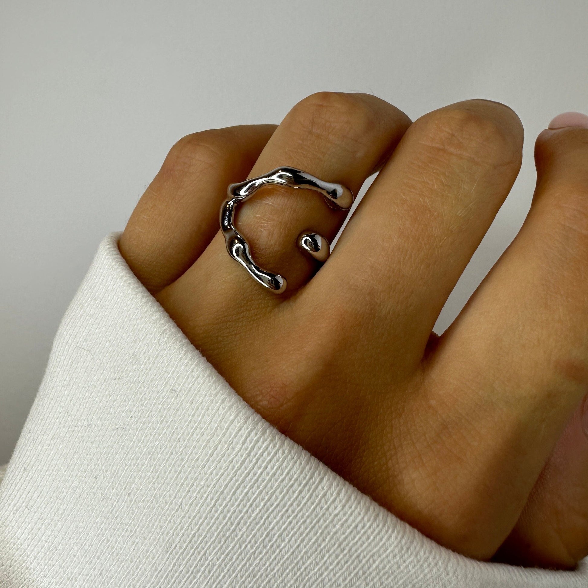 Eva Open Silver Ring