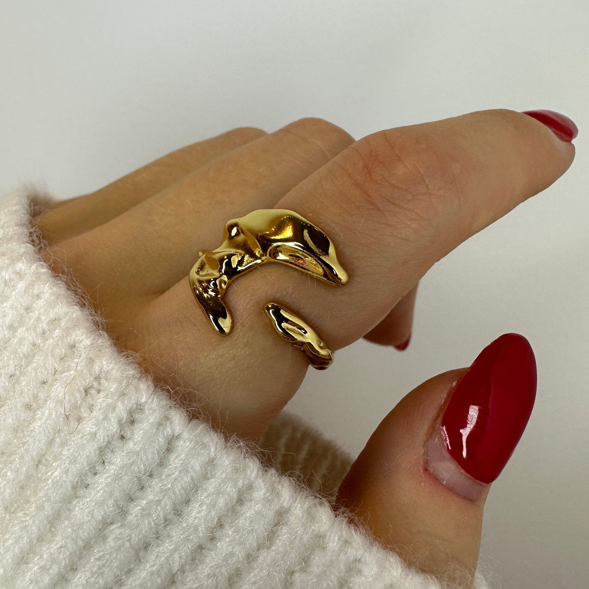 Chunky Moon Gold Ring