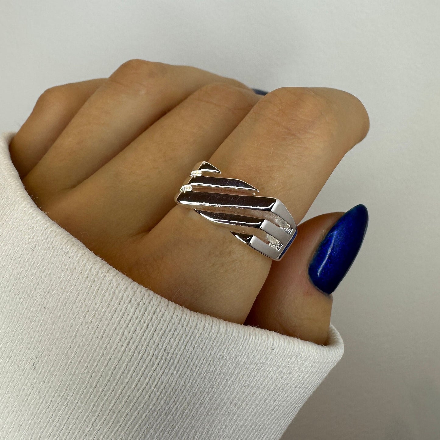 Chunky Geometric Silver Ring