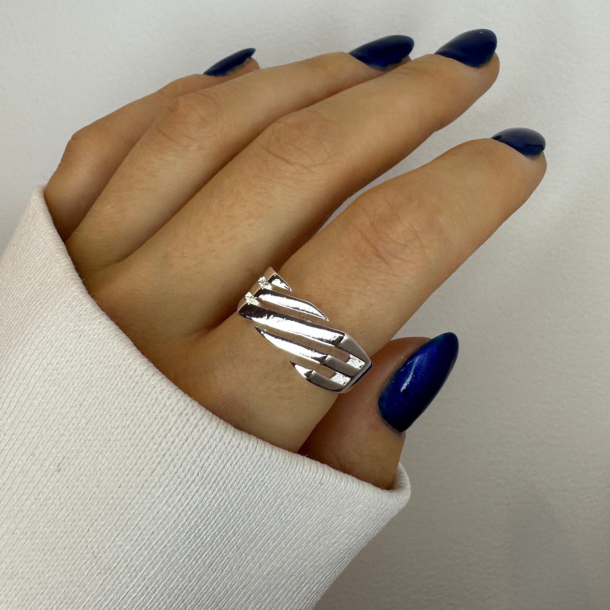 Chunky Geometric Silver Ring